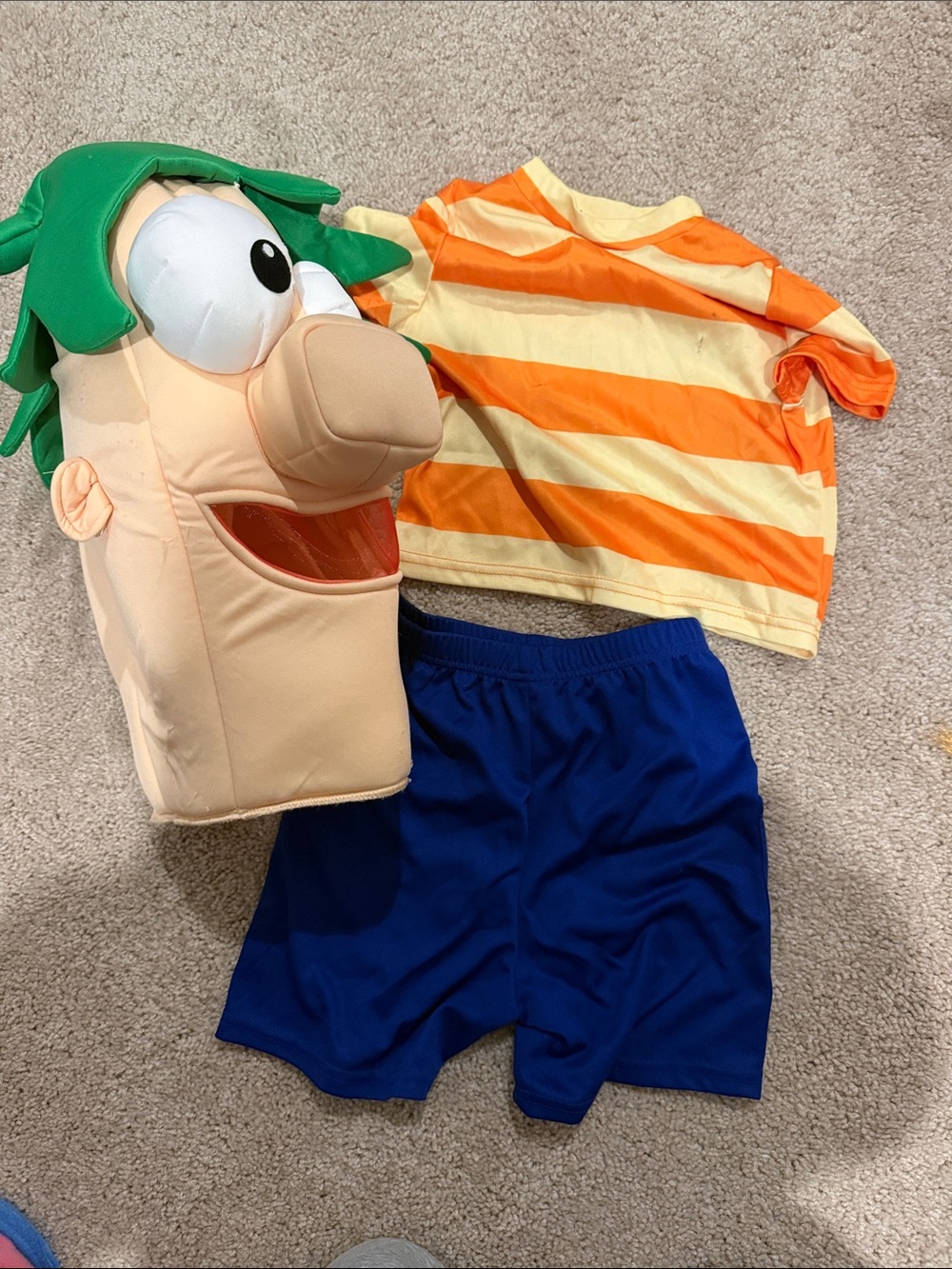 Phineas and Ferb costume Striped Shirt with Blue Shorts Costume Set